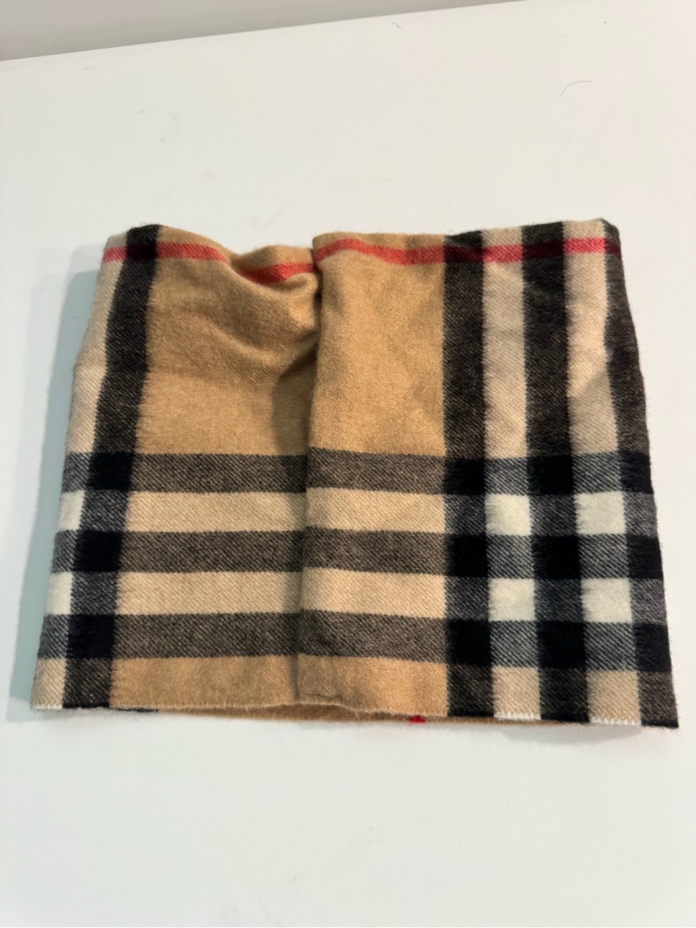 Burberry Beige Black White Red Iconic Check neck wrap